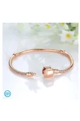 925 Ayar Cham Uyumlu Yılan Zincir Gümüş Üzeri Altın Kaplama Kadın Bileklik-rose Gold thumbnail 4