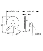 Grohe Lineare Ankastre Banyo Duş Bataryası 2 çıkışlı divertörlü, Krom, 24064001 - 2