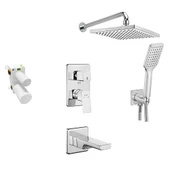 ECA Tiera 3 Yollu Ankastre Banyo Bataryası, Kare Tepe ve El Duşu, Çıkış Ucu Seti, Krom, 102199770 - 1