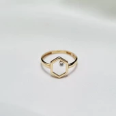 Hexagon Altın Yüzük 14K Modern thumbnail 3