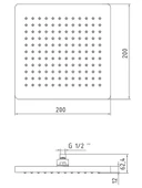 ECA Tiera Banyo Kare Duş Başlığı 20x20 Mat Siyah, 102145029C1 - 2
