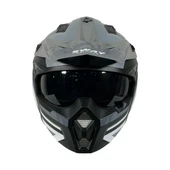 Sway X1-X Seul Track Modüler Full Face Çene Sökülebilen Motosiklet Kaskı 2XL Beden Siyah Gri thumbnail 3