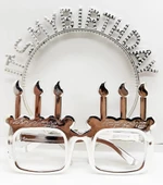 İt39s My Birthday Yazılı Taç Ve Mum Şekilli Gözlük Seti Gümüş Renk thumbnail 3