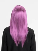 Rose Pembe Renk Düz Kesim Uzun Parti Peruğu Takma Saç - 2