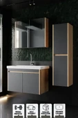 Karen Banyo Dallas 80 Cm Lavabolu Aynalı Banyo Dolabı Lavabo Dahil Boy Dolabı Dahil S.meşe-Antrasit - 1