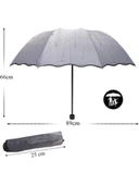 Yağmur Damlası Desenli Gri Şemsiye - 3