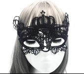 Siyah Renk Dantel Kesim Dantel İşlemeli Balo Parti Maskesi 9 No thumbnail 1