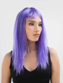 Lila Renk Uzun Düz Parti Peruğu thumbnail 3