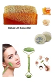 3'lü Doğal Set Kabak Lifli Ballı Sabun Peeling Sivilce Kararma Leke Ruşur Taşı Yüz Masaj Aleti thumbnail 1