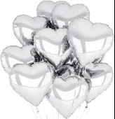 Metalize Parlak Gümüş Kalp Şekilli Uçan Balon Folyo 18 İnç 45 Cm 10 Adet thumbnail 1