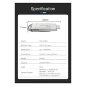 Oscoo SU001 1TB 5GBPS (550/520MB/s) Usb3.2 Gen1 Type-A & Type-C Taşınabilir SSD - 8