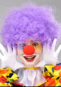 Mor Renk Kıvırcık Afro Bonus Peruk Takma Saç Ve Kırmızı Burun Seti - 2