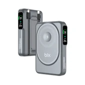 Bix TPB16 10000 mAh Hızlı Şarj MagSafe 6 sı 1 Arada OLED Ekranlı Kablosuz Powerbank Gri thumbnail 2