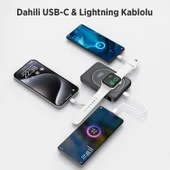 Bix TPB16 10000 mAh Hızlı Şarj MagSafe 6 sı 1 Arada OLED Ekranlı Kablosuz Powerbank Siyah thumbnail 7