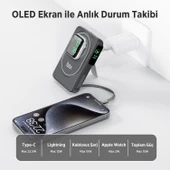 Bix TPB16 10000 mAh Hızlı Şarj MagSafe 6 sı 1 Arada OLED Ekranlı Kablosuz Powerbank Siyah thumbnail 6