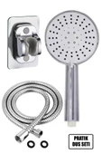 Tilbe Home 5 Fonksiyonlu Duş Başlığı Seti + Spiral İp Örgülü Duş Hortumu + Yapışkanlı Mafsal Tutacak Eko Set thumbnail 4