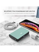 Bix PB106 10000mAh PD20W Type-C USB-A SCP 22.5W Çift Çıkışlı LED Göstergeli Kauçuk Kaplama Cep Boy Mini Powerbank Yeşil thumbnail 4