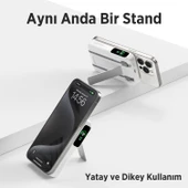 Bix TPB16 10000 mAh Hızlı Şarj MagSafe 6 sı 1 Arada OLED Ekranlı Kablosuz Powerbank Beyaz thumbnail 3