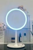 Tilbe Home LED Işıklı Dokunmatik USB Masaüstü Yuvarlak Makyaj Aynası 3 Renkli Işıklı Ayarlanabilir Still Ayna thumbnail 5