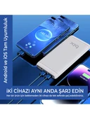 Bix BXPB107 10000mAh 20W PD Type-C ve USB-A QC 22.5W Çift Çıkışlı LED Ekranlı Hızlı Şarj Powerbank Beyaz thumbnail 6