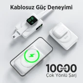 Bix TPB16 10000 mAh Hızlı Şarj MagSafe 6 sı 1 Arada OLED Ekranlı Kablosuz Powerbank Beyaz thumbnail 2