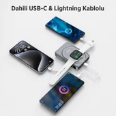 Bix TPB16 10000 mAh Hızlı Şarj MagSafe 6 sı 1 Arada OLED Ekranlı Kablosuz Powerbank Gri thumbnail 6