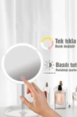 Tilbe Home LED Işıklı Dokunmatik USB Masaüstü Yuvarlak Makyaj Aynası 3 Renkli Işıklı Ayarlanabilir Still Ayna thumbnail 2