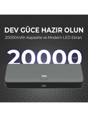 Bix PB203 20000mAh SCP 22.5W USB Çift Çıkışlı Dijital Ekranlı Portatif Powerbank Gri thumbnail 7