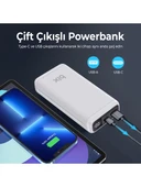 Bix PB204 20000mAh USB-A 22.5W ve Type-C PD 20W Çift Çıkışlı LED Ekranlı Powerbank Beyaz thumbnail 5