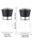 Tilbe Home 2’li Seramik Bıçaklı Baharat Öğütücü Orta Boy Cam Tuzluk Karabiber Değirmeni Tuz ve Baharat Öğütü thumbnail 3