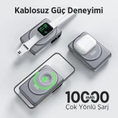 Bix TPB16 10000 mAh Hızlı Şarj MagSafe 6 sı 1 Arada OLED Ekranlı Kablosuz Powerbank Gri thumbnail 3
