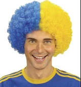 Sarı Lacivert Kıvırcık Afro Bonus Peruk Taraftar Bonus Saç thumbnail 1