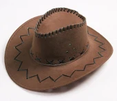 Bağcıklı Yetişkin Boy Nubuk Süet Kovboy Şapkası Koyu Kahve Renk - 1