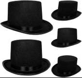 Yetişkinler İçin Siyah Renk Ringmaster Sihirbaz Şapkası Fötr Şapka 15 Cm thumbnail 2