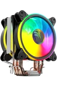 SESSİZ RGB LEDLİ CPU COOLER INTEL AMD SOĞUTUCU FAN BLOK LGA775 LGA1150 LGA1156 LGA1366 LGA1700 AM4 FM2 FM1 AM2+ AM2 AME+ AM3 ANAKARTLAR UYUMLUDUR SIFIR ÜRÜN KUTULU thumbnail 1