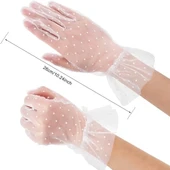 Kısa Boy Güpürlü Beyaz Puantiyeli Tül Eldiven Beyaz Renk thumbnail 4