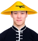 Uzak Doğu Asyalı Çin Japon Şapkası Sarı Renk thumbnail 1