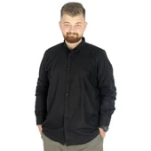 Büyük Beden Erkek Keten Cepli Gömlek C20386 Siyah thumbnail 1