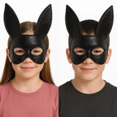 Siyah Renk Kumaş Malzemeden İmal Eva Tavşan Maskesi 19x15 Cm thumbnail 2