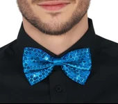 Gece Işıltısı Açık Mavi Turkuaz Payetli Pullu Papyon 7x2 Cm thumbnail 3