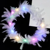 Led Işıklı Rengarenk Yanan 3 Fonksiyonlu Otrişli Parti Tacı Beyaz Renk 12x12 Cm thumbnail 2