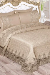 İlayda Fransız Güpürlü Brokar Pike Takımı Bej thumbnail 4