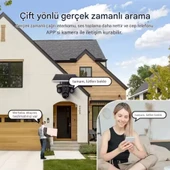 S316 WİFİ Güvenlik Kamerası 4 Kameralı 20MP ULTRA HD PTZ Hareketli Sesli Gece Görüşlü Akıllı Kamera - 6
