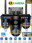 S316 WİFİ Güvenlik Kamerası 4 Kameralı 20MP ULTRA HD PTZ Hareketli Sesli Gece Görüşlü Akıllı Kamera - 1