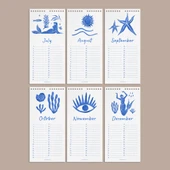 Tarihsiz Doğum Günü Takvimi, Denizkıızı, Okyanus Sanatı Takvim, 12 Aylık Sürekli Takvim, 14 x 29,7 cm, Planlayıcı Takvim thumbnail 4