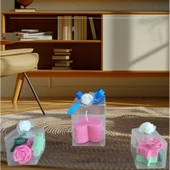 5cm-5cm ebatlarda Kokulu Doğal pembe-yeşil renk 3 lü Dekoratif  mum thumbnail 1