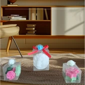 Kokulu Doğal beyaz pembe yeşil renk istiridye ve gül yıldız görünümlü 3 lü Dekoratif  mum thumbnail 1