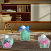 pembe yeşil renk istiridye ve gül yıldız görünümlü Kokulu Doğal 3lü Dekoratif  mum thumbnail 1