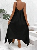 Kadın Ip Askılı V Yakalı Asimetrik Detaylı Aerobin Elbise thumbnail 6