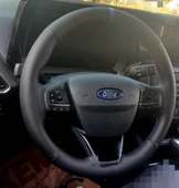 DİKİŞLİ DİREKSİYON KILIFI SİYAH DERİ NOKTALI DERİ MAVİ YÜZÜK / DİKİŞ F.OR.T FOCUS 4 TRANSİT İÇİN thumbnail 1